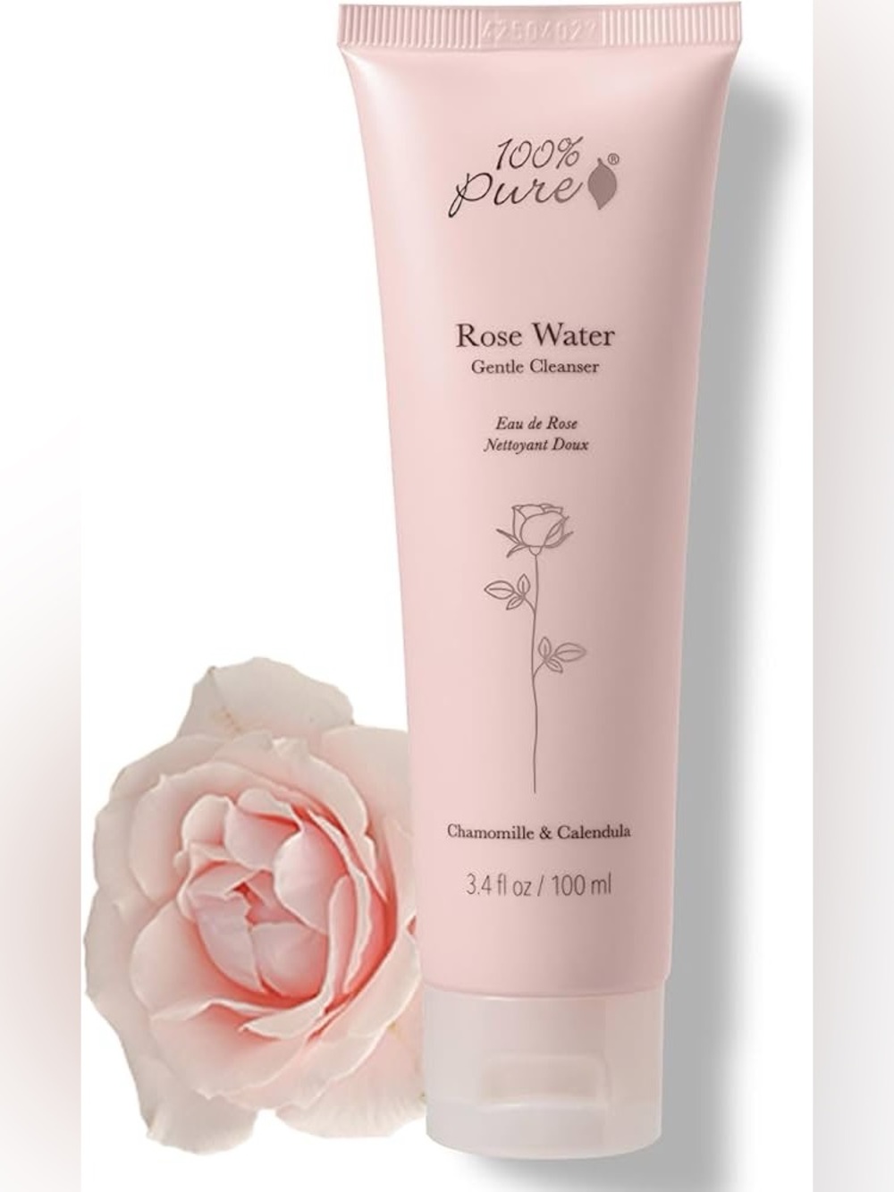 Rose Water Facial Cleanser Gentle Hydrating Vegan Sensitive Skin NIB 3.4oz